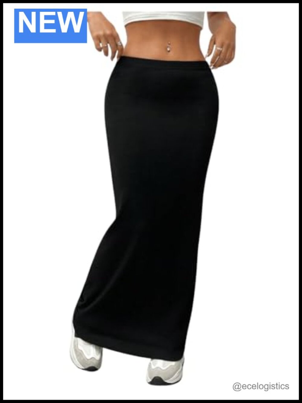 High Waisted Bodycon Pencil Maxi Skirt Form Fitting Stretchy